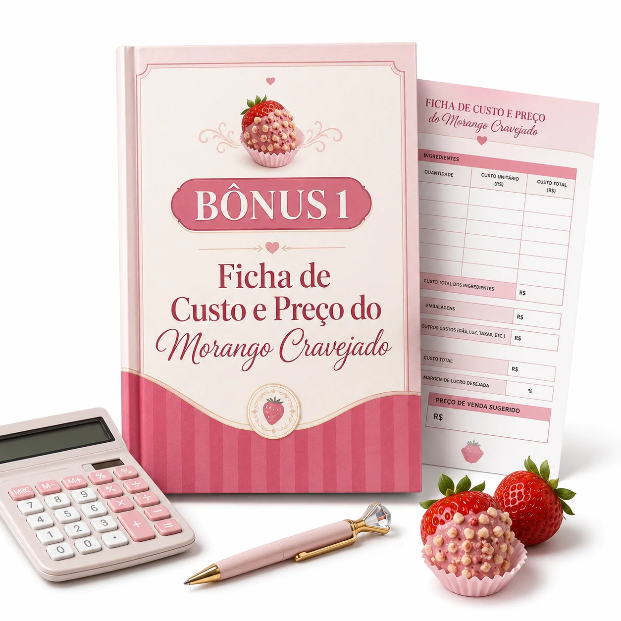 Mockup Bônus #1 — Ficha de Custo e Preço do Morango Cravejado