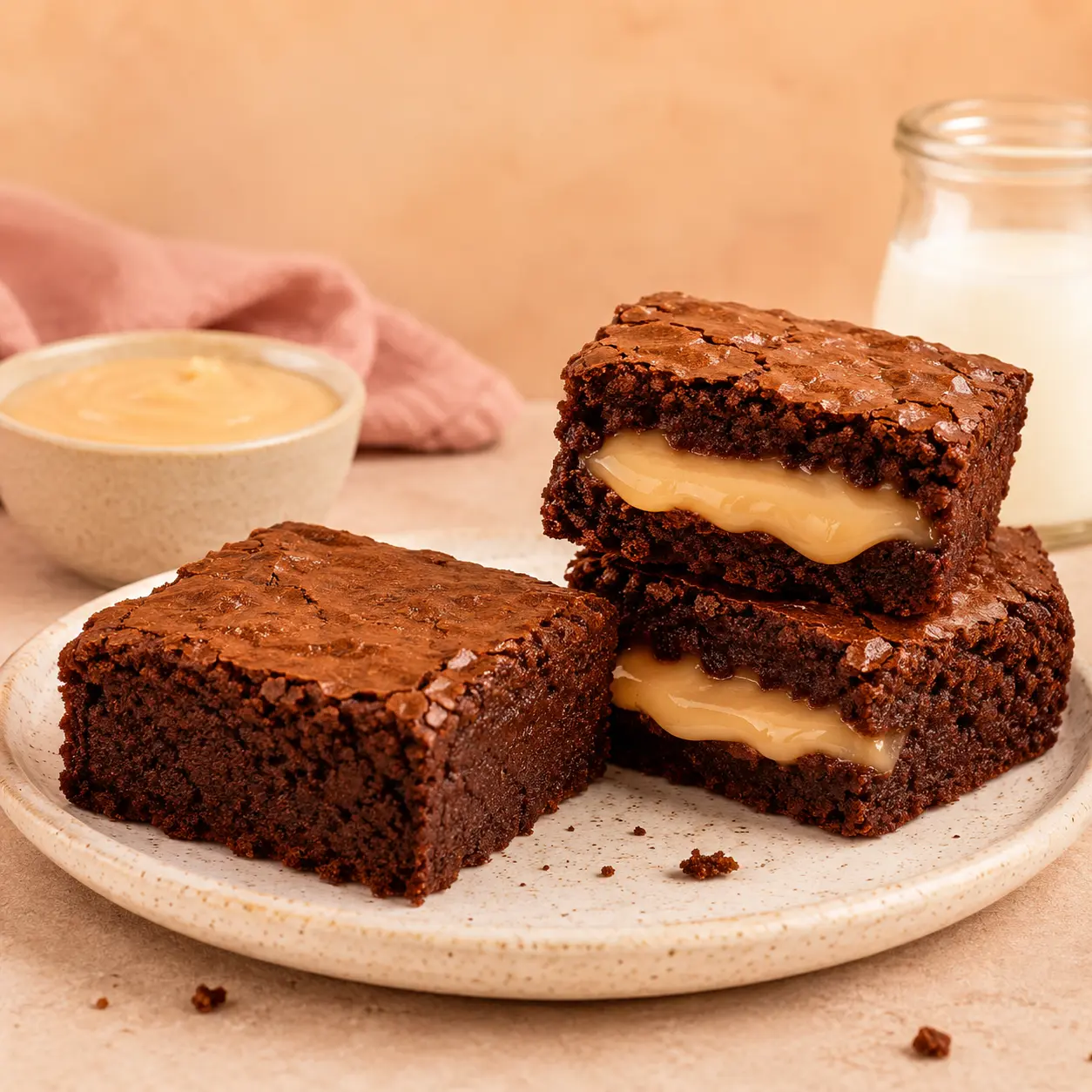 Massa brownie e doce de leite caseiro