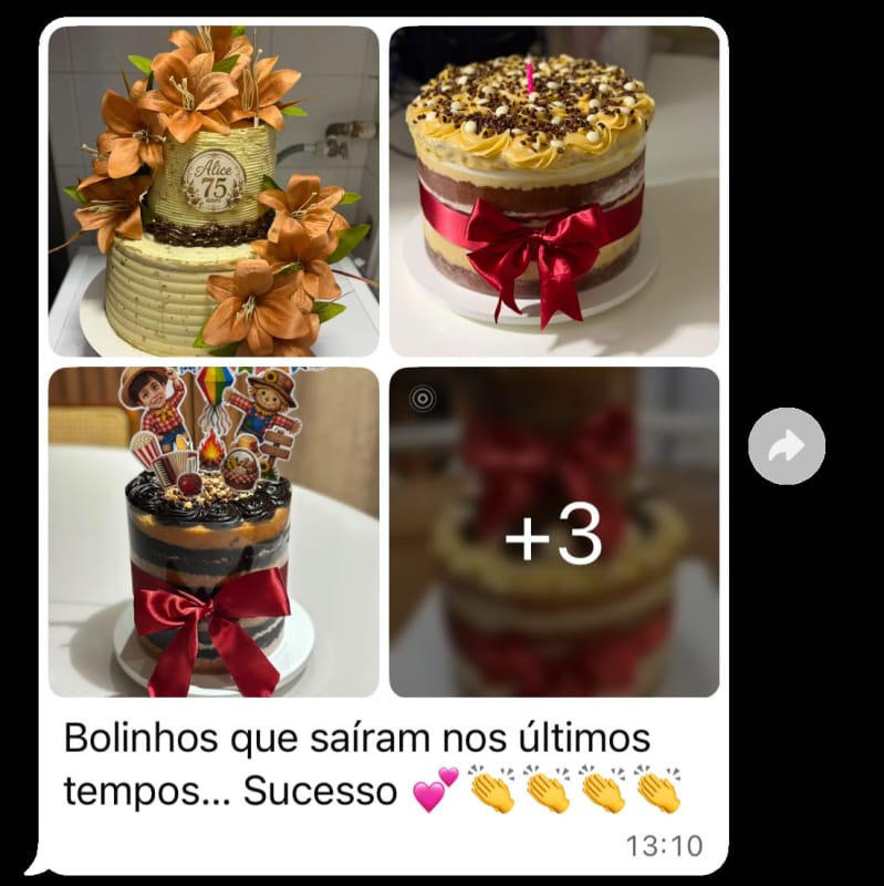 Print de depoimento: bolinhos que saíram nos últimos tempos, sucesso