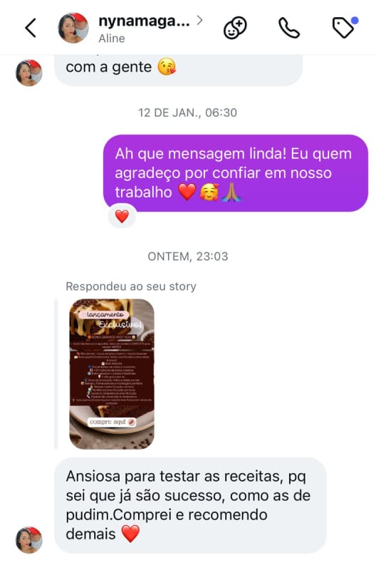 Print de depoimento: comprei e recomendo demais