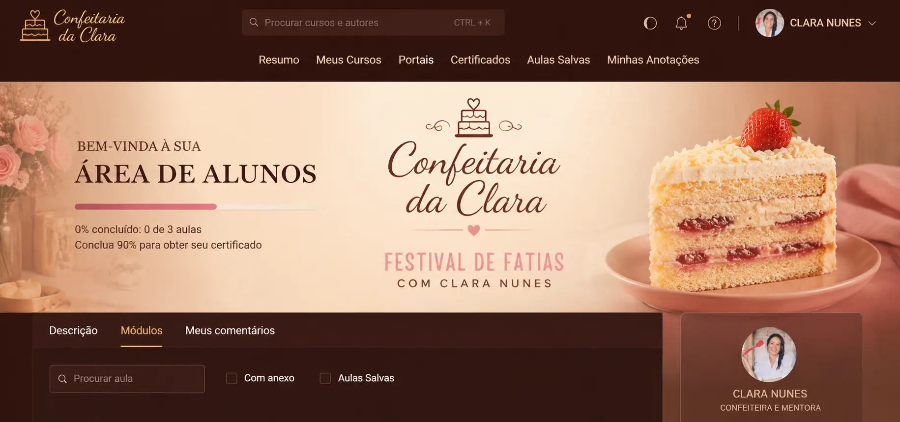 [CONTEÚDO PENDENTE — Copos da Felicidade] screenshot da área de membros
