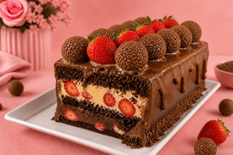Bolo fatia com recheios de chocolates cremosos, Nutella e muito mais