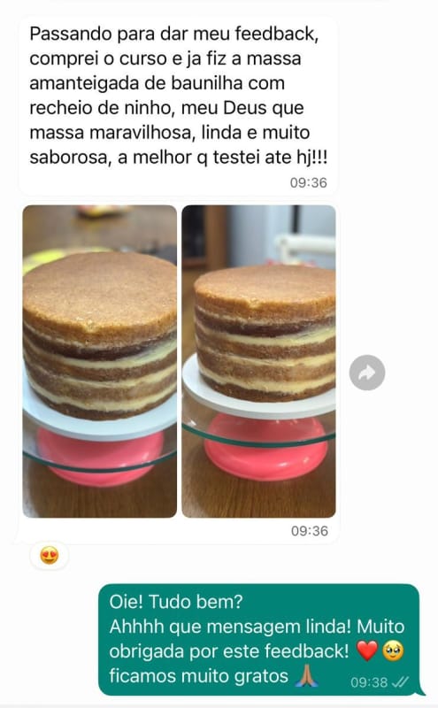 Print de depoimento: massa amanteigada de baunilha maravilhosa